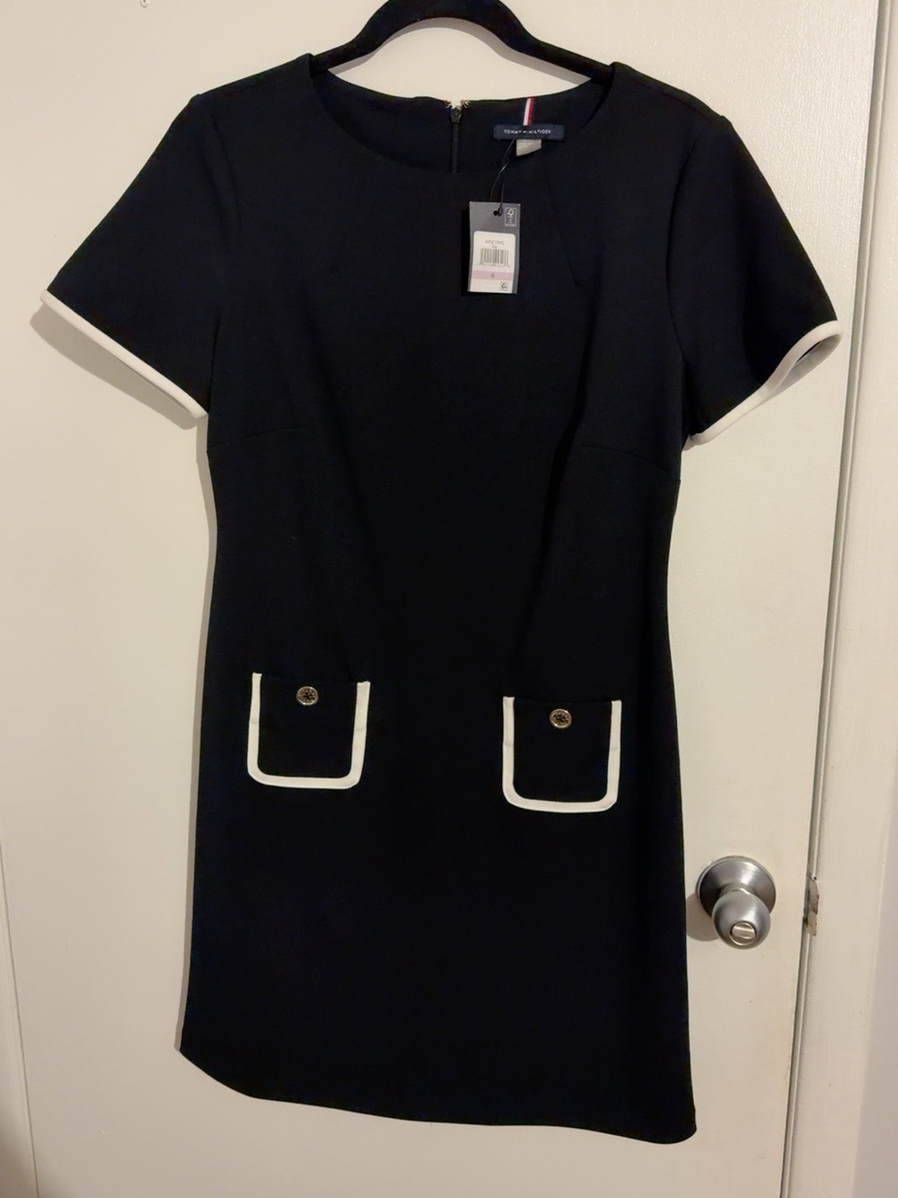 Tommy Hilfiger Black Shift Dress with White Trim
